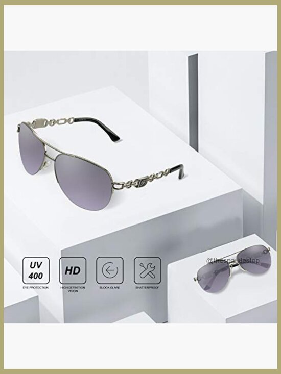 Metal Frame Aviator Sunglasses UV400 Mirrored Lens main image 4